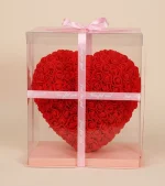 Cœur de Roses Artificielles sous Boîte Transparente